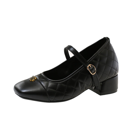 Damen Elegante Mary Jane Absatzschuhe mit modischem Riemen und strukturiertem Obermaterial EB
