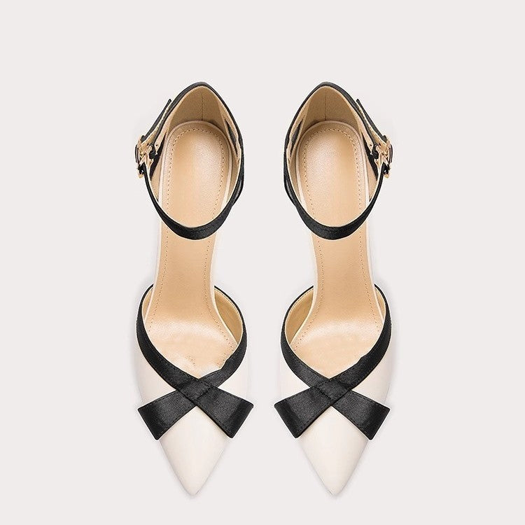 Damen elegante Slingback-Pumps mit zierlichem Schleifendetail EB