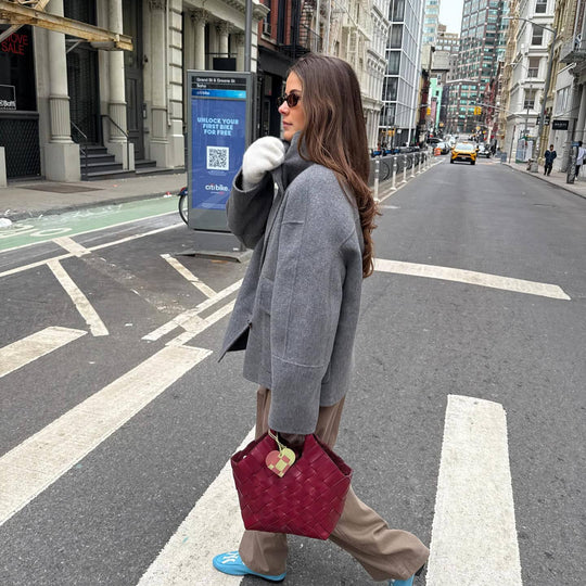 Damen Modische Oversized-Jacke aus hochwertigem Wollmix EB