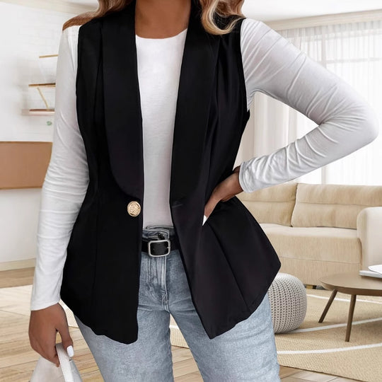 Damen Elegante Blazerjacke mit tailliertem Schnitt und dekorativem Knopf EB