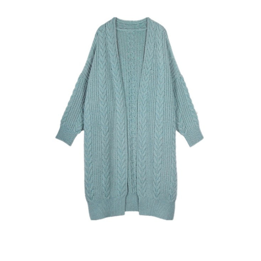 Damen Strickjacke mit Zopfstrickmuster und weichem Kragen EB
