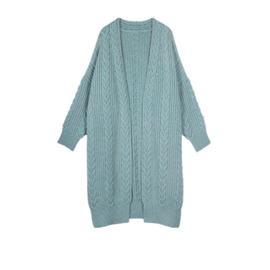Damen Strickjacke mit Zopfstrickmuster und weichem Kragen EB