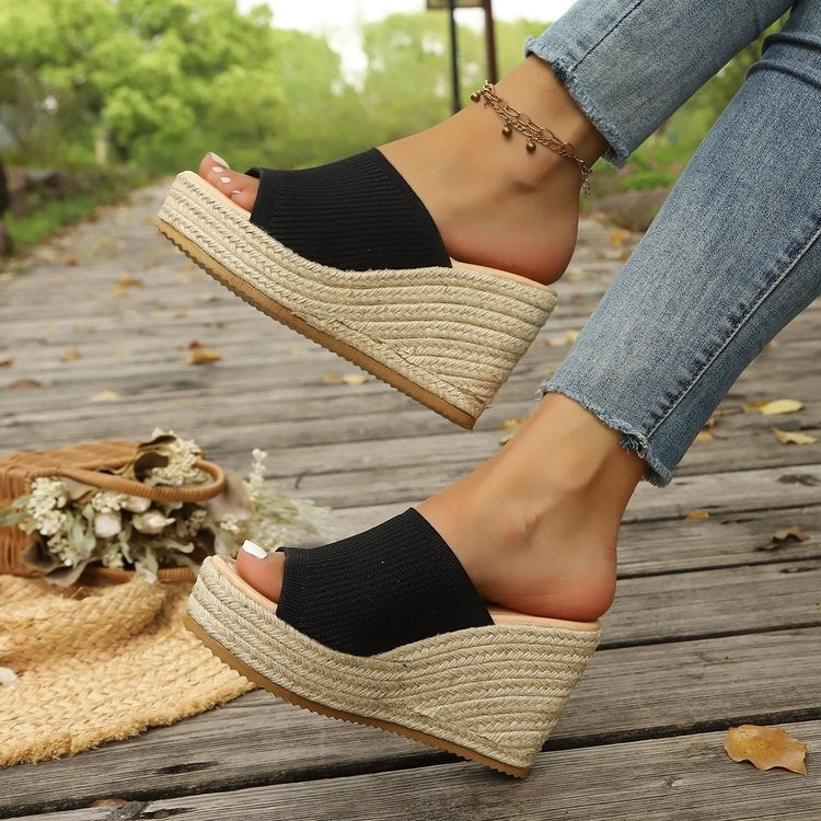 Damen Wedge-Sandaletten mit weichem Obermaterial und bequemer Sohle EB