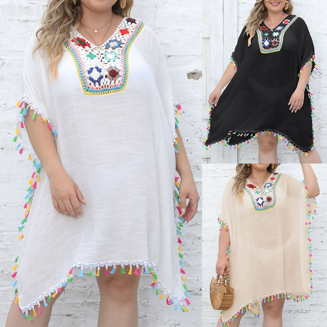 Damen Strandtunika mit fransigen Details EB