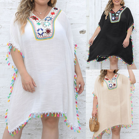 Damen Strandtunika mit fransigen Details EB