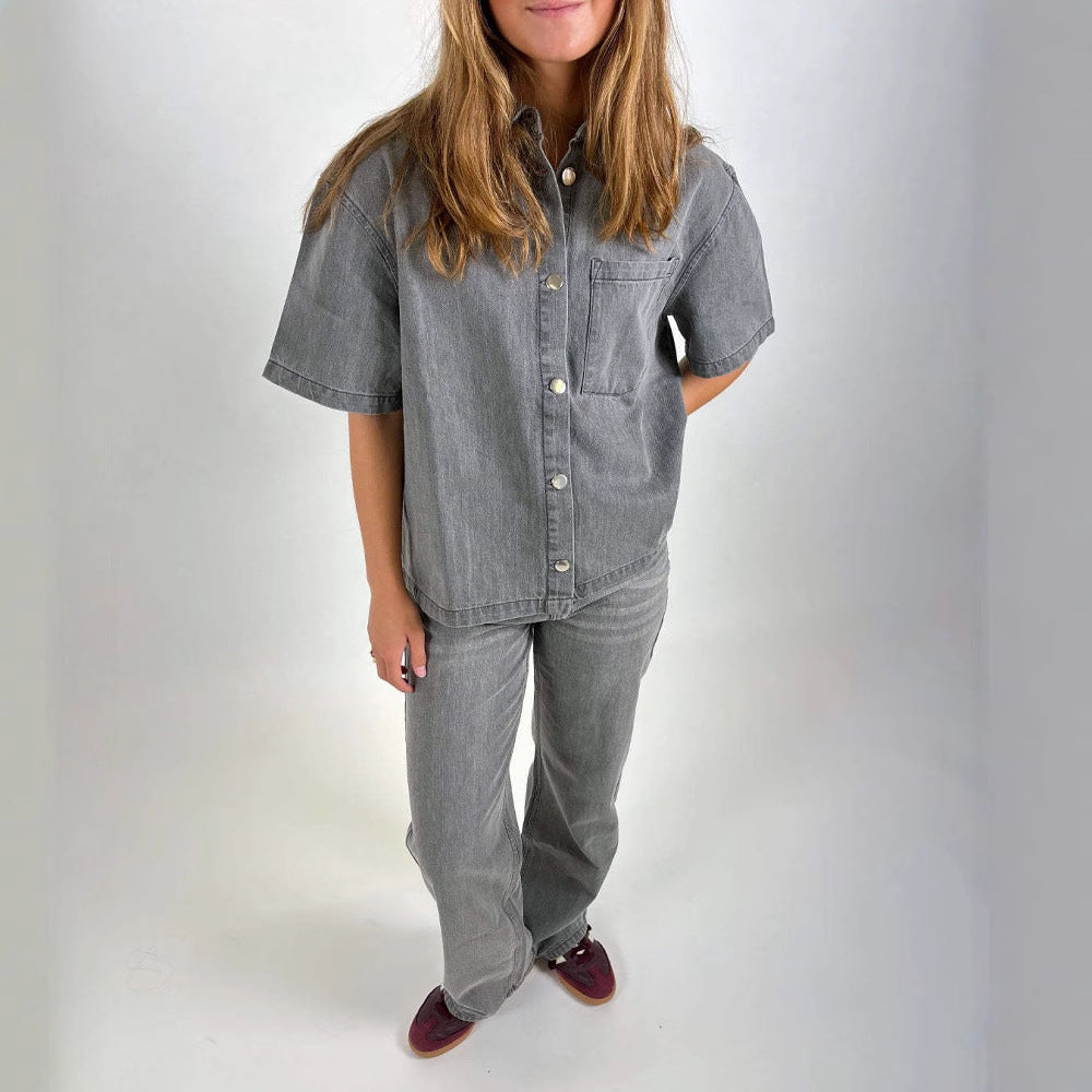 Damen Denim-Hemdjacke im lässigen Oversized-Schnitt EB