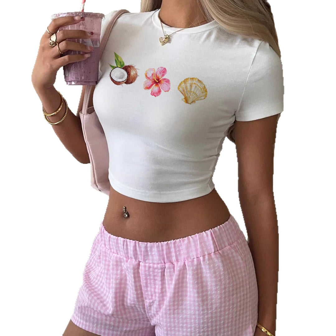 Damen Crop-Top mit sommerlichem Motiv EB