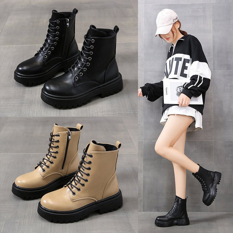 Damen Schnürstiefel mit robustem Profil und modischer Schnürung EB