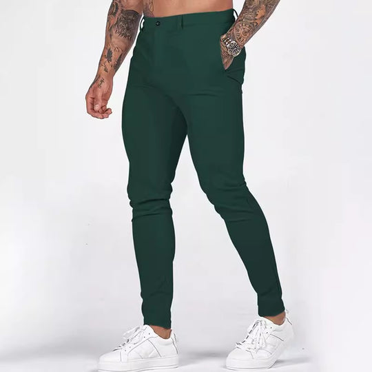 Herren elegante Slim-Fit Chinohose mit elastischem Bund und praktischen Taschen EB