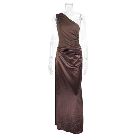 Damen Elegantes und figurbetontes Abendkleid mit asymmetrischem Ausschnitt EB