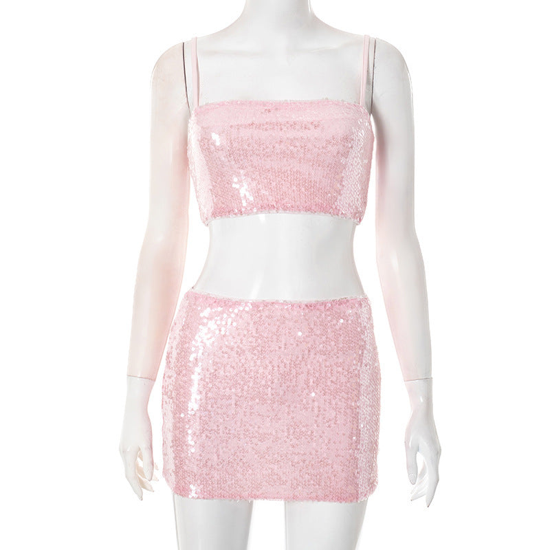 Damen Glitzerndes Zwei-teiligen Abendkleid-Set EB
