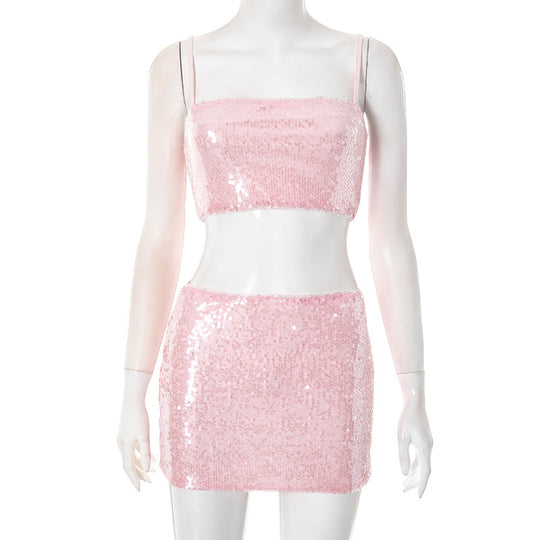 Damen Glitzerndes Zwei-teiligen Abendkleid-Set EB