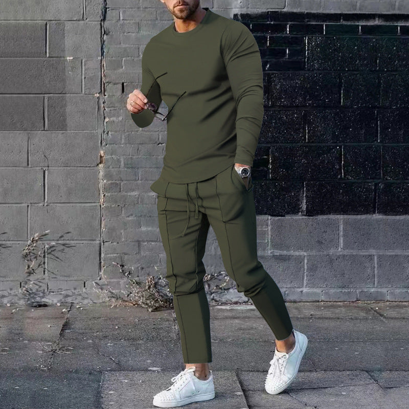Herren nan athletisches Longsleeve- und Nahtdetail-Jogginghose-Set mit schlanker Passform EB