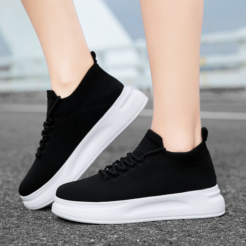 Damen nan elastischer Strick-Slip-on Sneaker mit viskoelastischer Fußbett-Einlage und dämpfender Plateau-Laufsohle EB