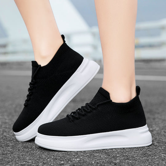 Damen nan elastischer Strick-Slip-on Sneaker mit viskoelastischer Fußbett-Einlage und dämpfender Plateau-Laufsohle EB