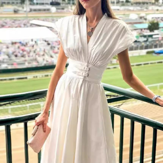 Damen Maxikleid im zeitlosen Schnitt mit verkürztem Oberteil und eleganter Taillenbetonung EB