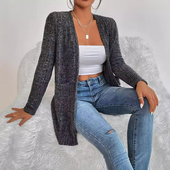 Damen Strickjacke mit strukturiertem Design und praktischen Taschen EB