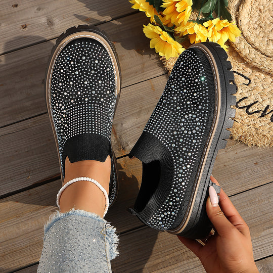 Damen Glitzernde Slip-On Sneakers mit verstärkter Sohle EB