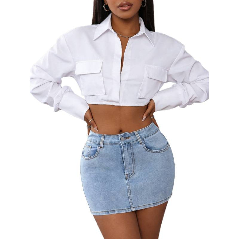 Damen Denim Minirock mit eleganten Schnürdetails EB