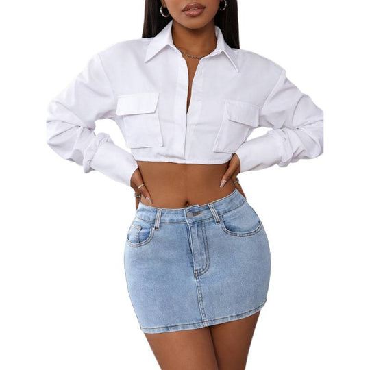 Damen Denim Minirock mit eleganten Schnürdetails EB