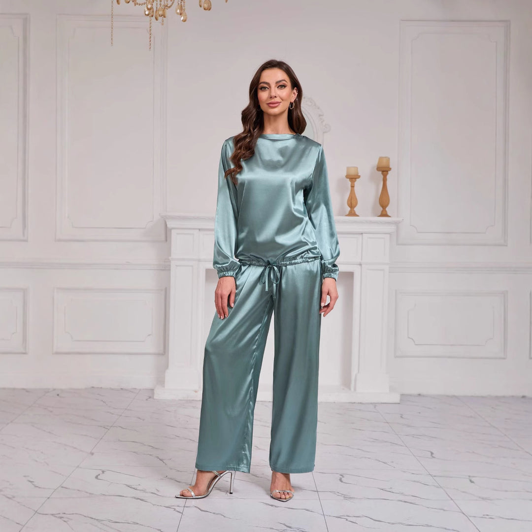 Damen Satin Freizeitanzug mit weitem Schnitt und eleganten Details EB