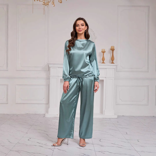 Damen Satin Freizeitanzug mit weitem Schnitt und eleganten Details EB