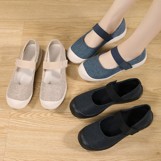 Damen Bequeme Ballerina-Schuhe mit verstellbarem Riemen EB