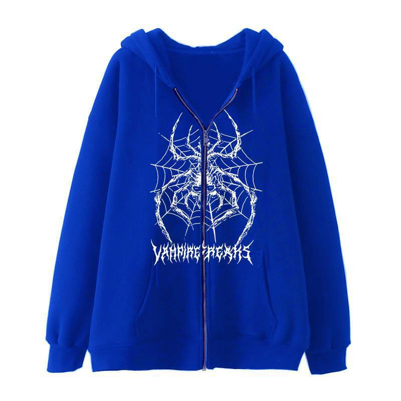 Damen Langarm Kapuzenjacke mit detailreichem Spinnenmotiv EB