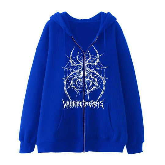 Damen Langarm Kapuzenjacke mit detailreichem Spinnenmotiv EB