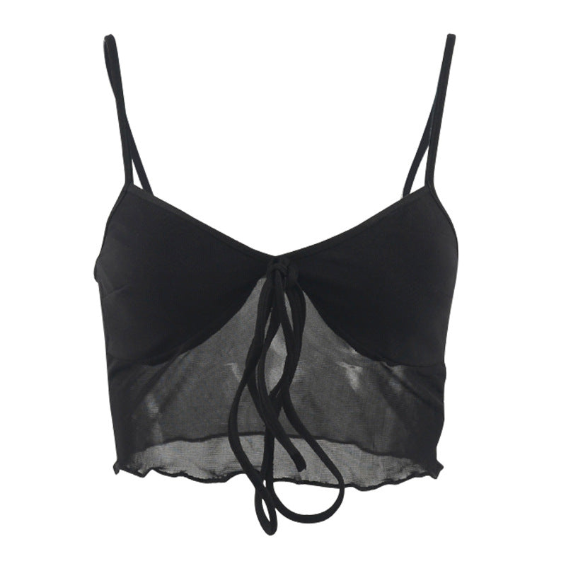 Damen Spaghettiträger Top mit dekorativem Knoten EB