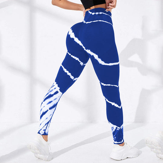 Damen Sportliche Hochbund-Leggings mit auffälligem Tie-Dye-Muster EB