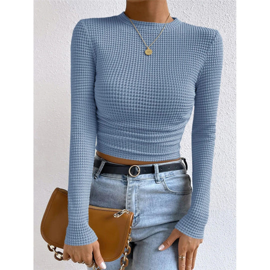 Damen Langarm-Crop-Top aus strukturiertem Jersey EB