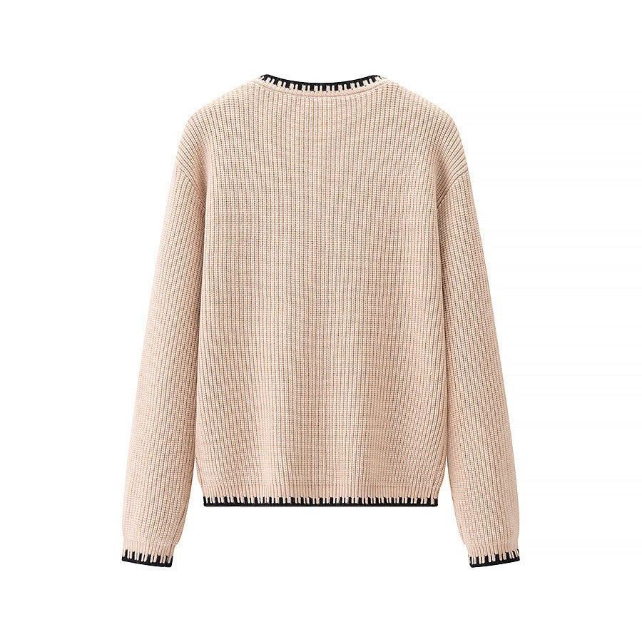 Damen Strickjacke mit feiner Rippstruktur und modischem Kontrastabschluss EB