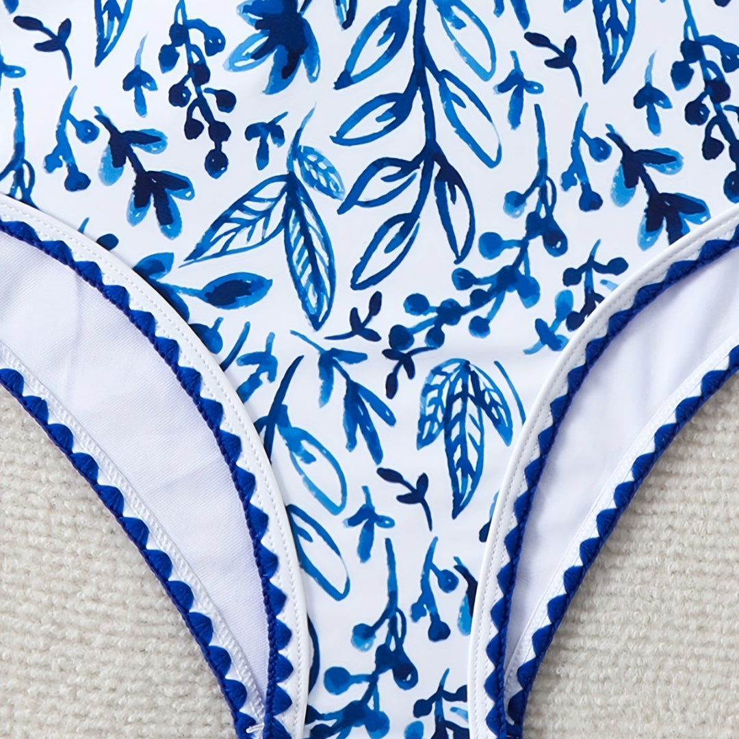 Damen Hochtailliertes Bikiniset mit floralem Design EB