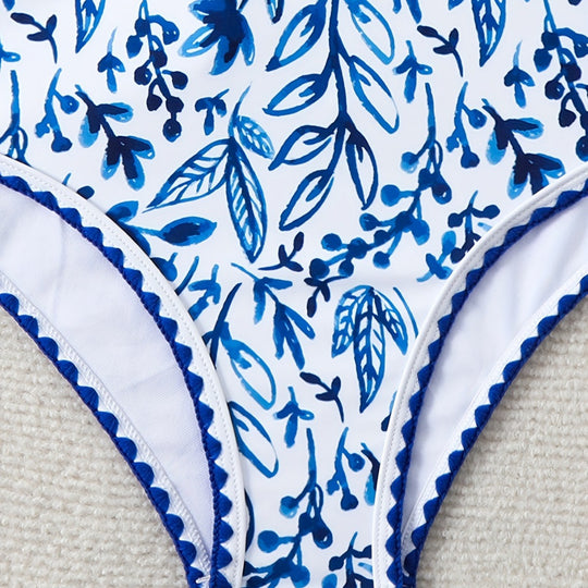 Damen Hochtailliertes Bikiniset mit floralem Design EB