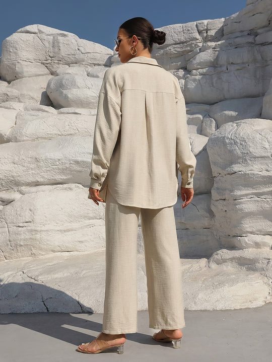 Damen elegantes und lässiges Loungewear-Set mit lockerer Passform EB