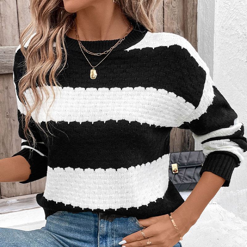 Damen gestreifter Strickpullover EB
