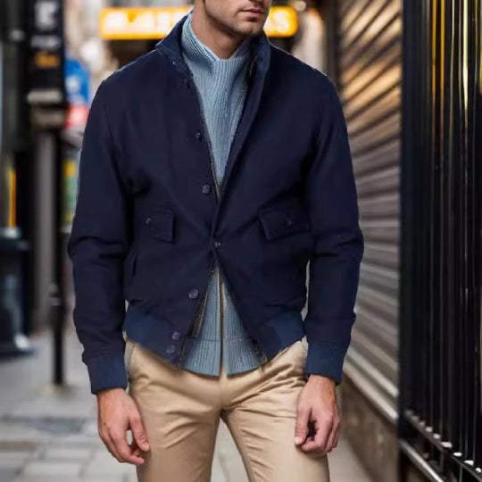 Herren lässige und strukturierte Baumwolljacke mit praktischen Taschen EB