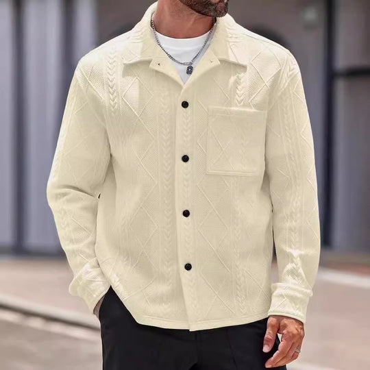 Herren Strickhemd mit modernem Design und strukturiertem Gewebe EB
