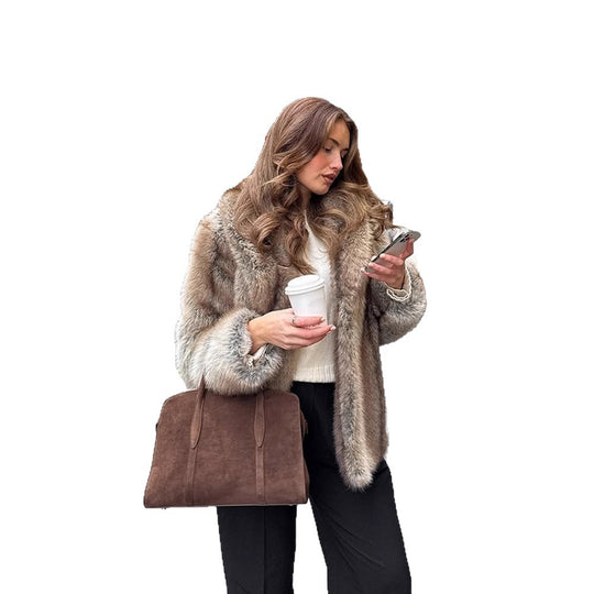 Damen luxuriöse Kunstfelljacke EB