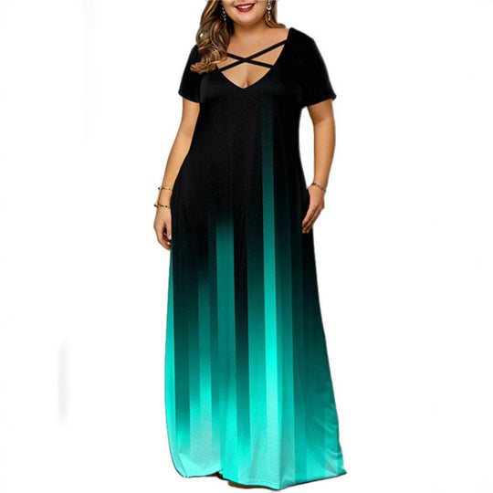 Damen Maxikleid mit stylischem Kreuz-Hals-Ausschnitt EB