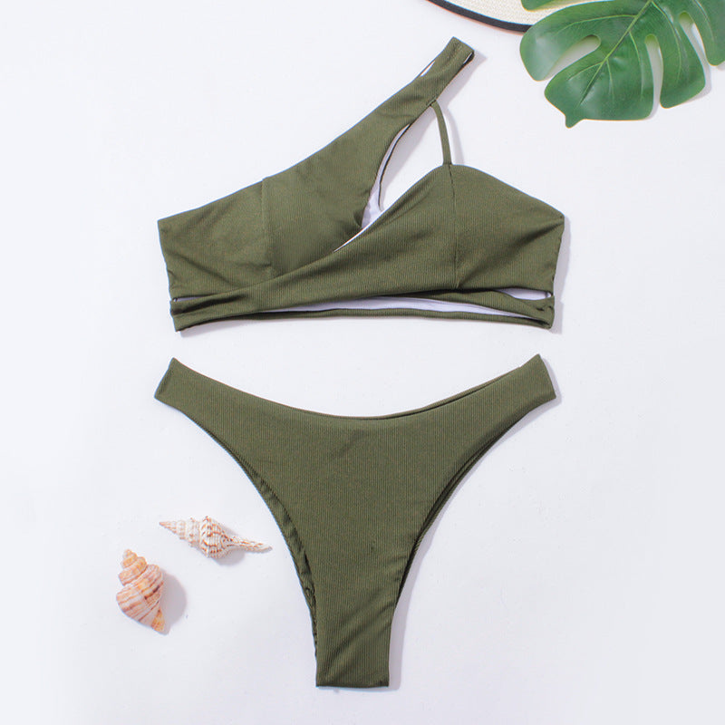 Damen Triangel-Bikini mit asymmetrischem Oberteil und schickem Design EB