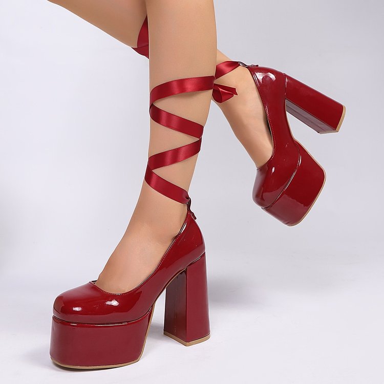 Damen Plateau-High Heels mit schickem Riemendesign EB