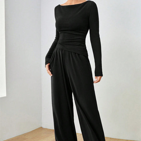Damen Lässiges Oberteil und weite Hose Set EB