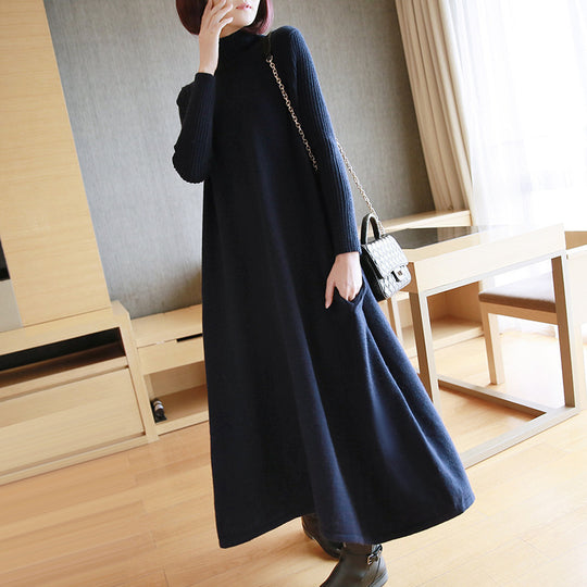 Damen Strickkleid mit elegantem Rollkragen und angesagtem A-Linien-Schnitt EB