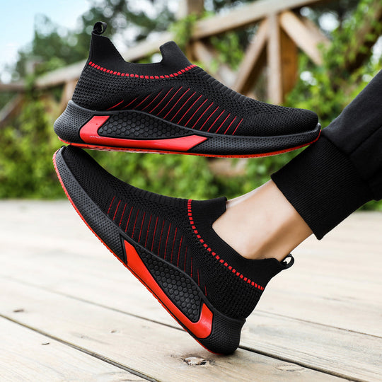 Damen Sportliche Slip-On Sneakers mit atmungsaktiver Strickoberfläche und flexibler Sohle EB