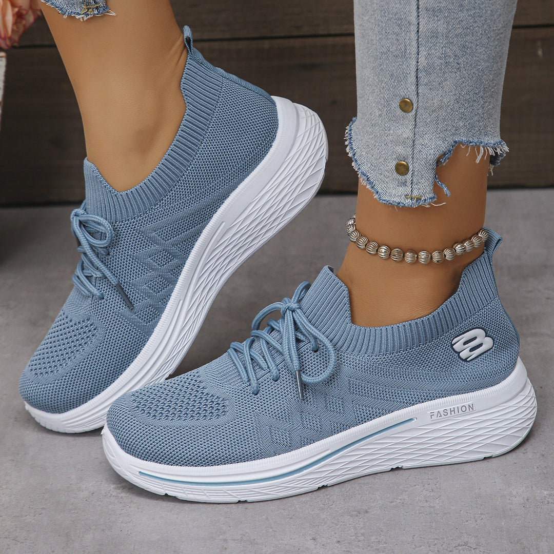 Damen Sportliche Sneakers mit elastischem Kragen und atmungsaktiver Mesh-Oberfläche EB