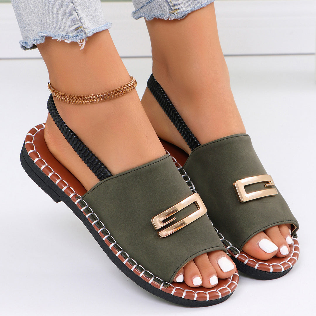 Damen Slingback Sandalen mit dekorativem Riemen und rutschfester Sohle EB