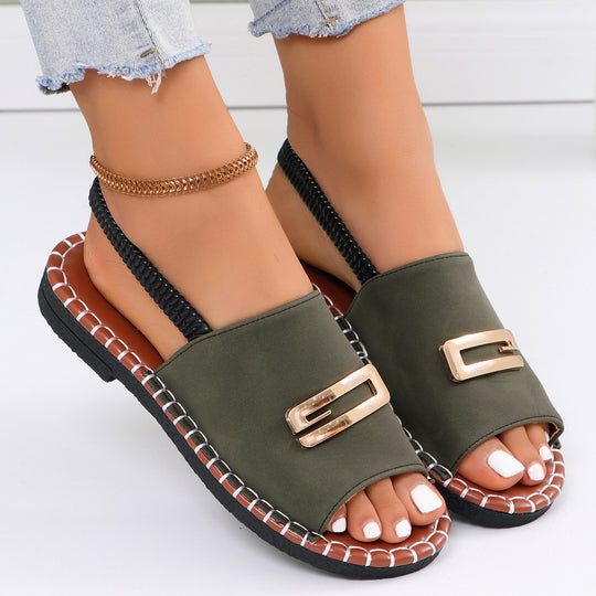 Damen Slingback Sandalen mit dekorativem Riemen und rutschfester Sohle EB