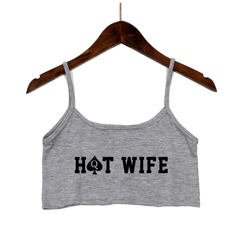 Damen Crop-Top mit modernen Schriftzügen und verstellbaren Trägern EB
